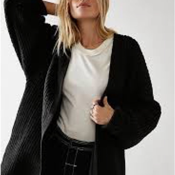Free People Black Cardigan Sweater size Large  Nightingale Cardi - Picture 1 of 12